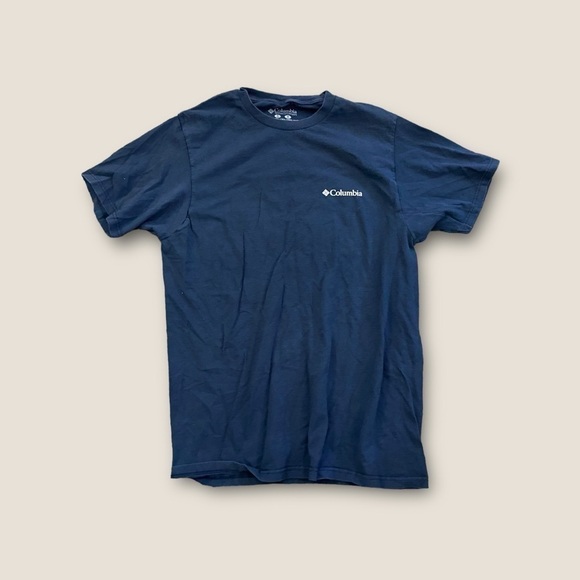 Y2K Columbia Take It Outside Graphic Short Sleeve T-Shirt Slate Navy M - Picture 2 of 6